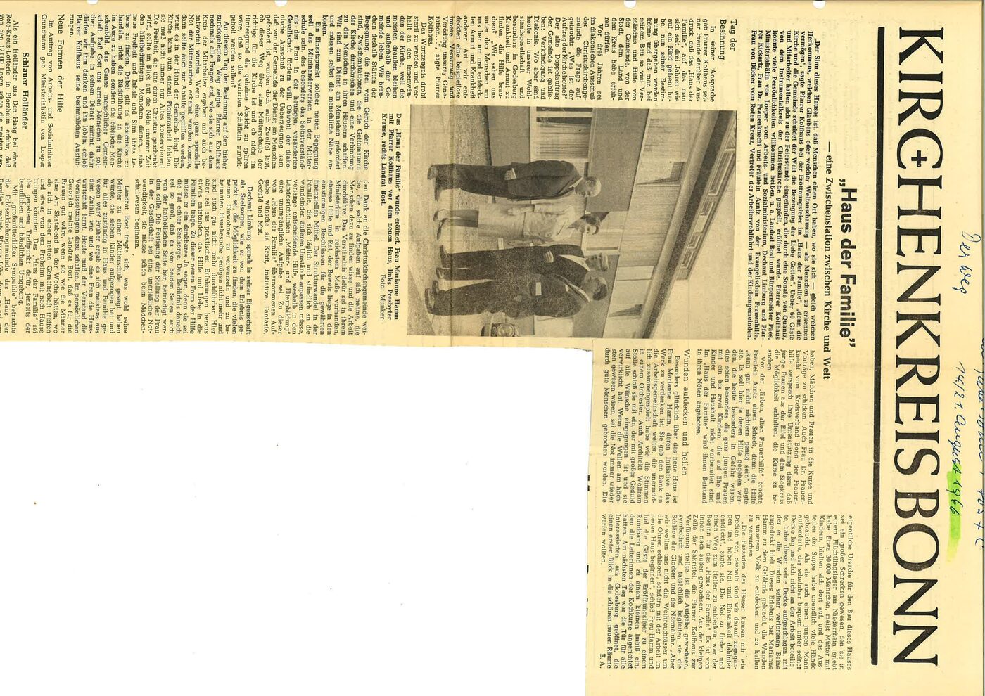 Eröffnung des Hauses der Familie 1966